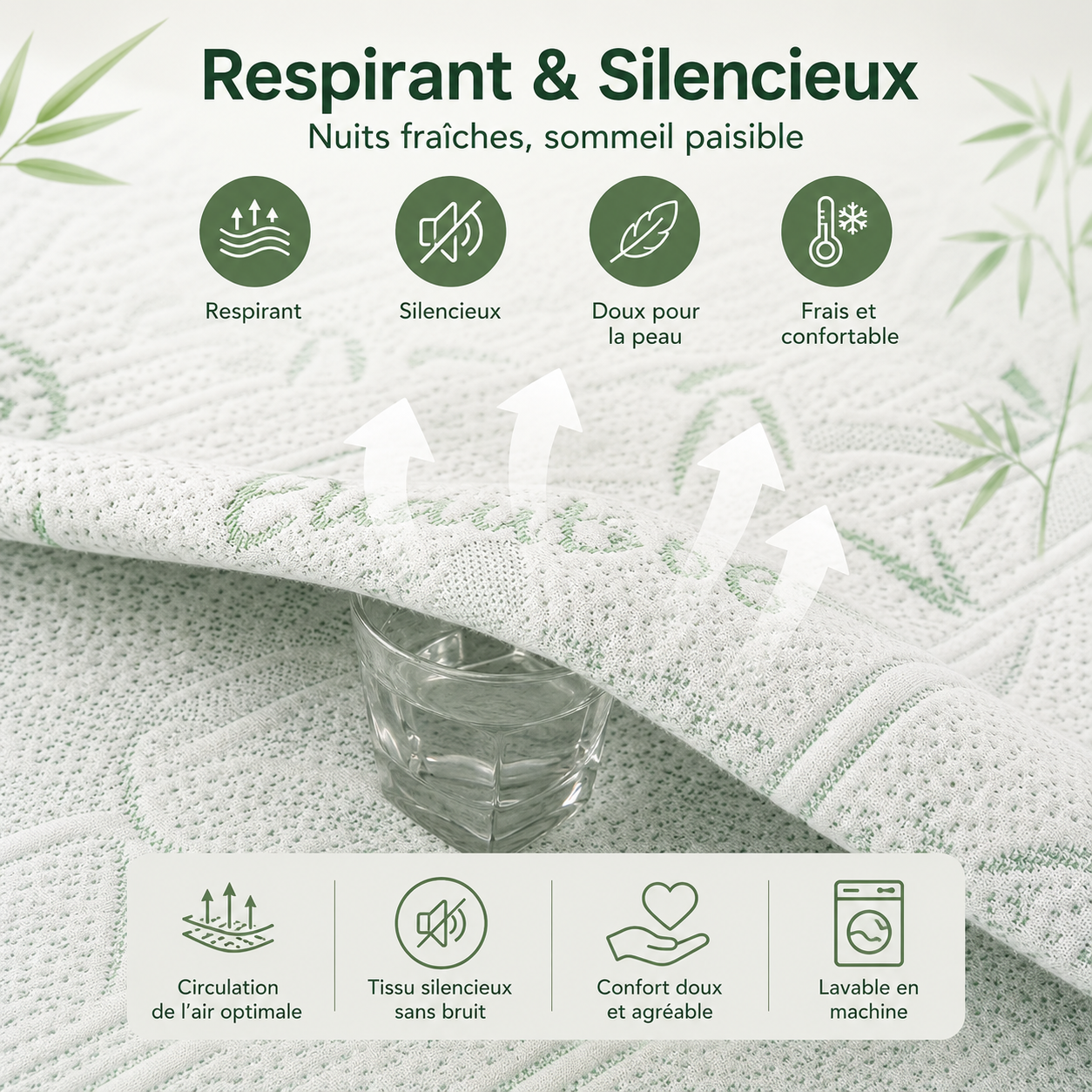 Protège-matelas rafraîchissant Glacy — Bambou